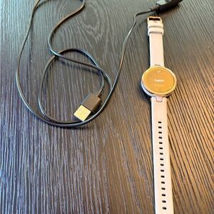 garmin Rose Gold Round Smartwatch with Light Pink Band